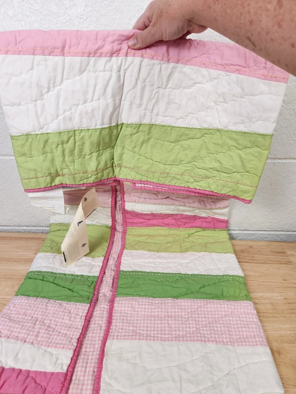 Pottery Barn Kids Bright Stripes Crib/ Toddler Quilt 50x36 NOS Pastel Colors